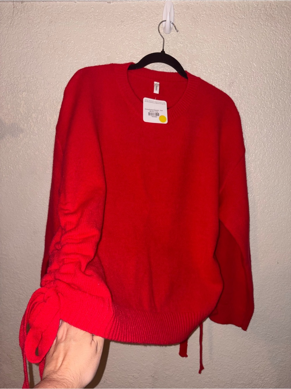 ❤️🎀NWT Wishlist "Emma Ruched Sweater” Functional Side Bows🎀🎀Detail • Red❤️ Large - Picture 11 of 12